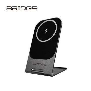 iBRIDGE 15W 超輕薄金屬支架無線充電器-黑