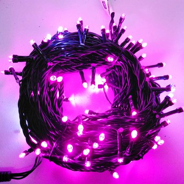 摩達客 100燈LED燈單閃燈串-特級光馬卡龍粉光黑線插電式/環保省電LED100燈-粉紅