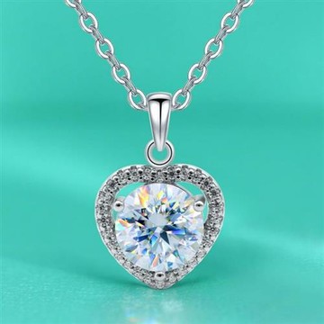 【米蘭精品】現貨+預購 頂級莫桑鑽石項鍊925純銀女項鍊鎖骨鍊項鏈情人節禮物-1克拉愛心型微鑲74lq46