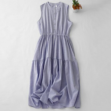 ＊ORead＊無袖收腰豎條紋連身裙(圖片色M~2XL)【限定加碼✿全館滿額再折】