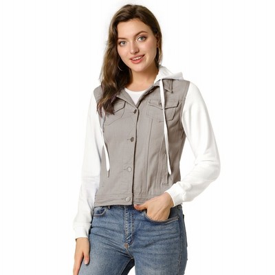 Uxcell Allegra K レディース Gジャン フード付き ジージャン デニムジャケット パーカー 長袖 レイヤード 秋冬 カーキ Xs 通販 Lineポイント最大get Lineショッピング