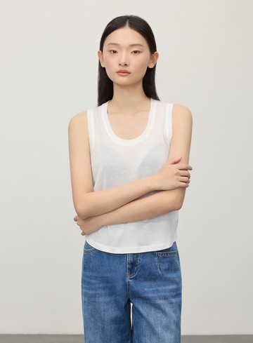 慵懶感微透天絲背心