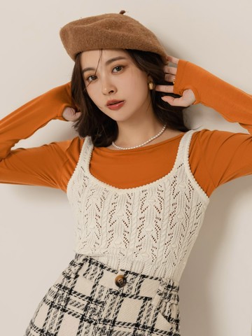 彈力棉質船型領袖口挖洞發熱衣