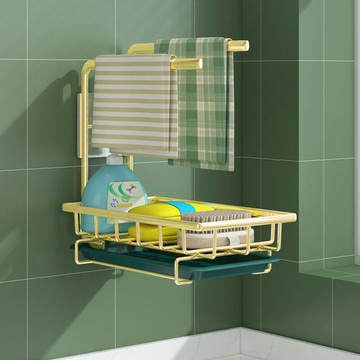 福興惠抹布架免打孔海綿瀝水架廚房置物架臺面壁掛洗碗布收納神器