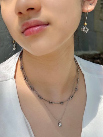 碎花不鏽鋼(鋼色) 頸鍊 項鍊 (不含單鑽項鍊)