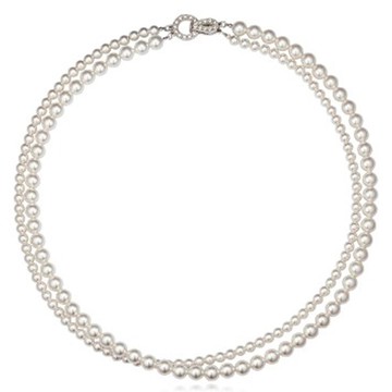 Haesool 女性92.5銀雙層珍珠項鍊 ALL-SW-N-46  430mm  4mm  6mm  銀