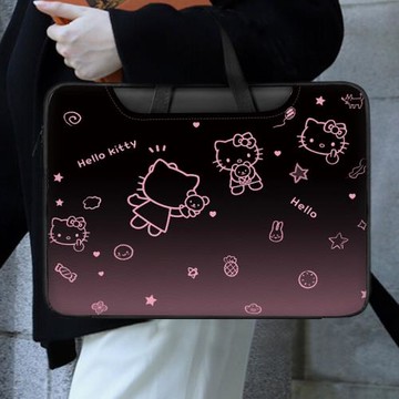 漸變色凱蒂貓kitty筆記本電腦包男女生手提包可適用蘋果matebook華碩靈耀14英寸13英寸輕薄本手提電腦包