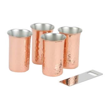 ASAHI Shokuraku Kobo Pure Copper Hammered Beer Bottle Opener 5-Piece Set