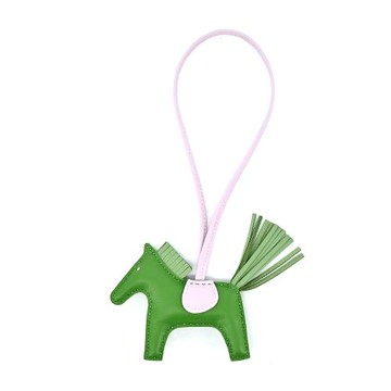 Hermes 愛馬仕 Rodeo小羊皮撞色手工馬兒吊飾(小/綠/粉)