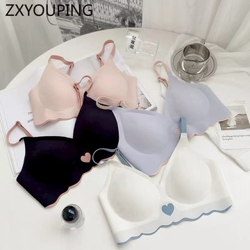 Zxyouping 女士美背文胸光面裸色無痕撞色內衣透氣