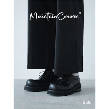 山志MOUNTAINSOURCE 米奇大頭配飾通勤百搭皮鞋增高厚底德比鞋男