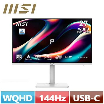 MSI 微星 27型 PRO MAX 271QPHW E14 白色 液晶螢幕
