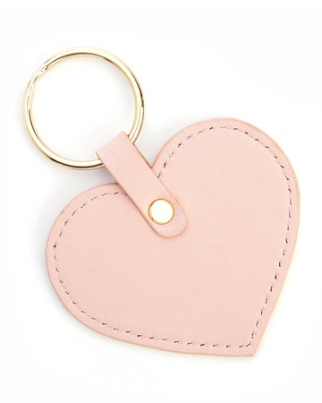 Monogrammed Leather Heart-Shaped Key Chain
