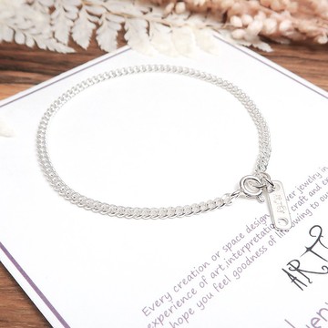 純銀可刻字 經典繩索手鍊(2.4mm中寬鍊) 女生手鍊 男生手鍊