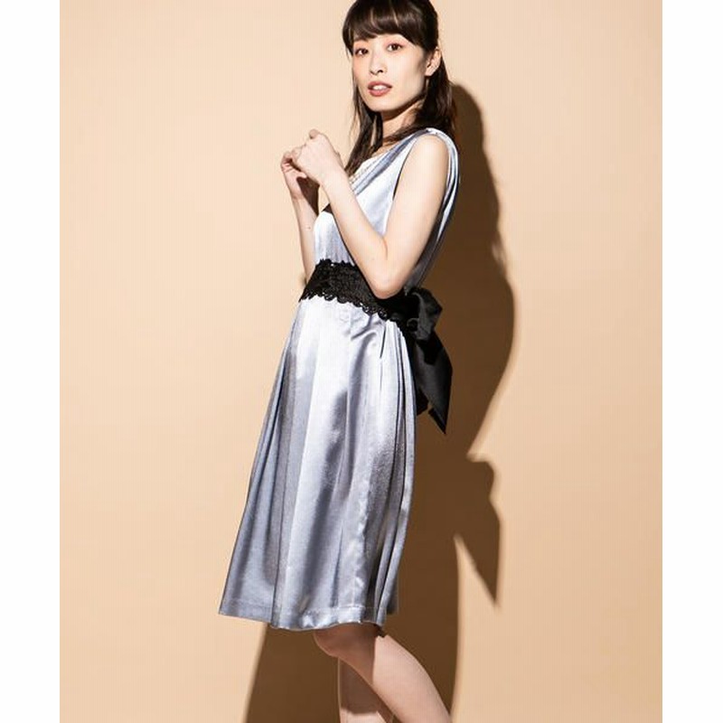 Ketty ケティ マットサテンベルト付きワンピース ライトグレー M 通販 Lineポイント最大1 0 Get Lineショッピング