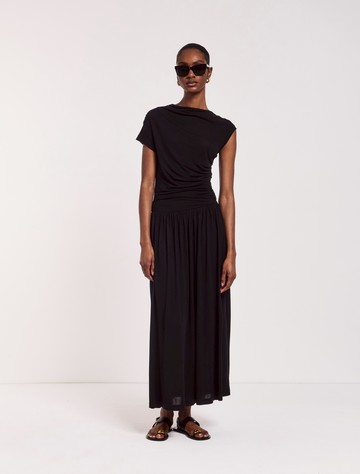 Priam Draped Dress in Black - MicroModal Ninety Percent