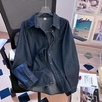 廣州十三行高貨爆款~復古港風內搭牛仔襯衫女早春疊穿開衫薄外套