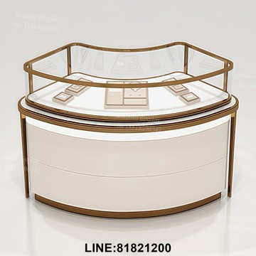 珠寶櫃 展示櫃 首飾櫃 免運 熱銷 速發 附發票 珠寶全店訂製新款彎曲金屬首飾展示櫃豪華金屬不銹鋼超白玻璃