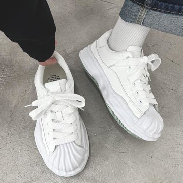 余文樂白色溶解鞋男潮流ins小眾設計厚底情侶板鞋貝殼頭小白鞋女
