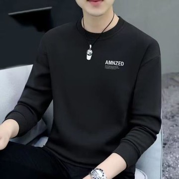 衛衣男純棉春秋2025新款圓領長袖打底衫潮流百搭休閑加絨舒適上衣