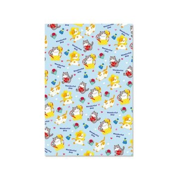 珠友Chuyu 4K包裝紙/淺藍萌喵/GB-02506-01/530x384mm