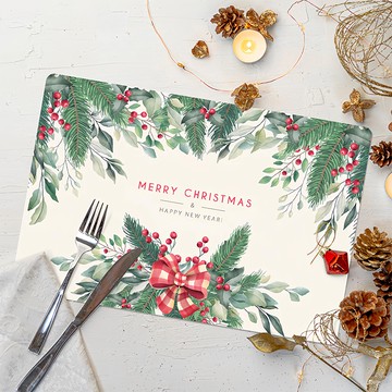 半島良品 防水防油隔熱皮革餐墊  30 x 45cm  冬青蝴蝶結  1個