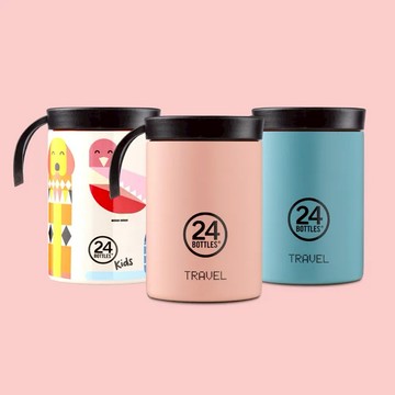 【義大利 24Bottles】義大利 24Bottles 保溫隨行杯350ml  超級好麻吉 乾燥玫瑰粉 霧灰藍 三款任選