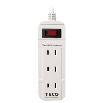 TECO 東元 一開三插轉接電源線組 1650W 過載保護自動斷電  1.8m  白色  1個