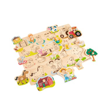 荷蘭 New Classic Toys - 寶寶木製拼圖-開心農場-16pcs