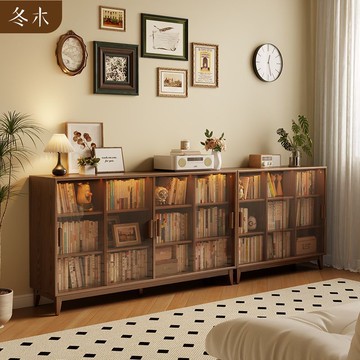 公司貨 附發票 實木書柜儲物柜一體組合防塵書架客廳家用收納落地格子矮書柜 快速出貨