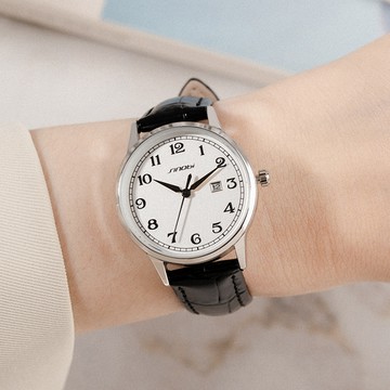 香港SINOBI時光印記日期顯示竹節紋手錶【WSI9872】-白面黑帶