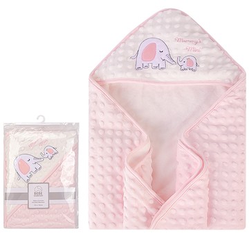 美國 Luvable Friends - 甜蜜寶貝超柔軟連帽泡泡毯/包巾/嬰兒被/安撫毯_75x75cm-親親大象