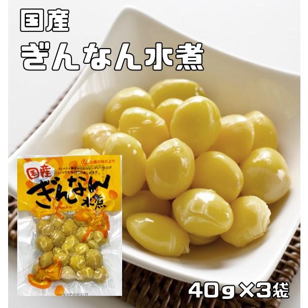 銀杏水煮 40g×3袋 国内産 イチョウ種子 国産 中尾物産 ぎんなん水煮 水煮野菜 茶碗蒸し 和食材 レトルト 調理素材 簡単 便利