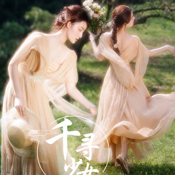 人寫真服裝女法式少女超仙溫柔外景拍照婚紗連衣裙攝影藝術拍照