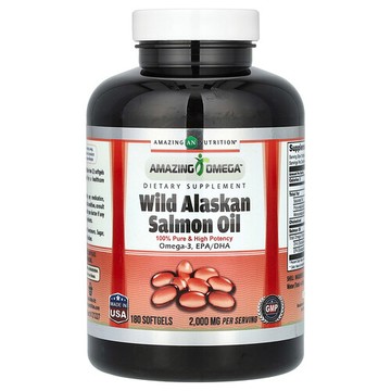 Amazing Nutrition, 野生阿拉斯加鮭魚油，2000 毫克，180 粒軟膠囊