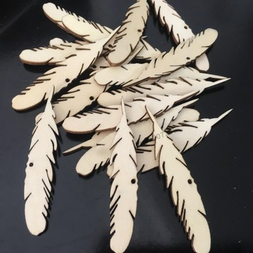🔥 臺灣出貨🔥可開發票 50個/包8cm羽毛木片送麻繩服裝布藝裝飾木片DIY手工輔料木質掛件
