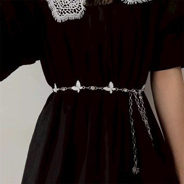 【ʟɪᴏɴɴ現貨】韓系蝴蝶收腰神器 腰鍊 腰帶女 皮帶式金屬腰鍊 腰繩 細腰帶 女生皮帶 腰帶 腰封 腰繩