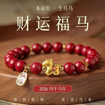 紫南宮過爐開光🙏🏻2026馬年本命年手串 朱砂手串女款 硃砂手鏈 生肖馬紅色手鏈 平安護身符手飾 化太歲 防小人 禮物
