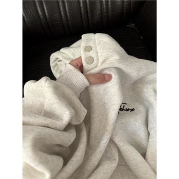 重工字母刺繡加絨連帽衛衣女冬季2025新款爆款寬松慵懶風美式外套