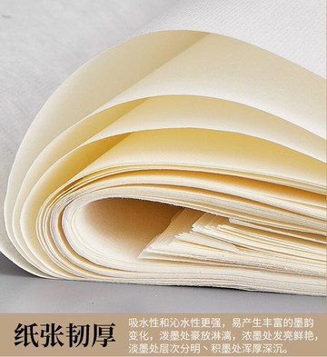 【滿500出貨】宣紙半生半熟 宣紙100張 書法專用紙 作品紙國畫工筆畫初學者書法專用練習 生宣紙熟宣紙寫筆字四尺練字對開~賣賣賣
