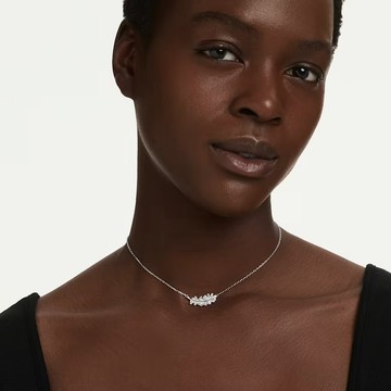 【Swarovski 施華洛世奇】Vienna 鏈墜 (混合式切割 羽毛 白色 鍍白金色) (5756111)