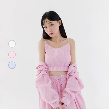 50% Fifty Percent｜度假感泡泡直條細肩帶背心【可配套組】｜02483132003