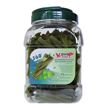 [家速配]YS超彈軟Q四星螺旋潔牙棒-草本M桶裝