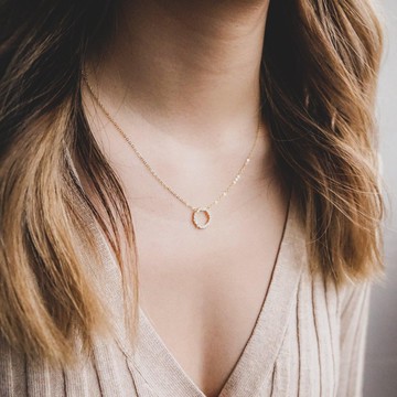 圓形花冠項鍊 - 14K注金 - 歐美項鏈