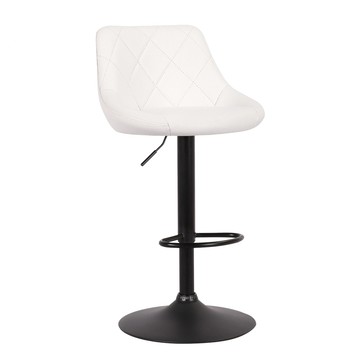 E-home Douglas道格拉斯菱格紋PU升降黑腳吧檯椅-四色可選白色