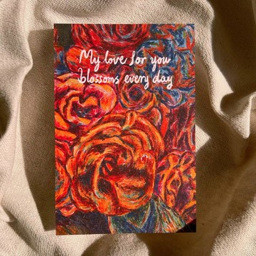 －客製文字－桔梗 & 玫瑰 花卡片