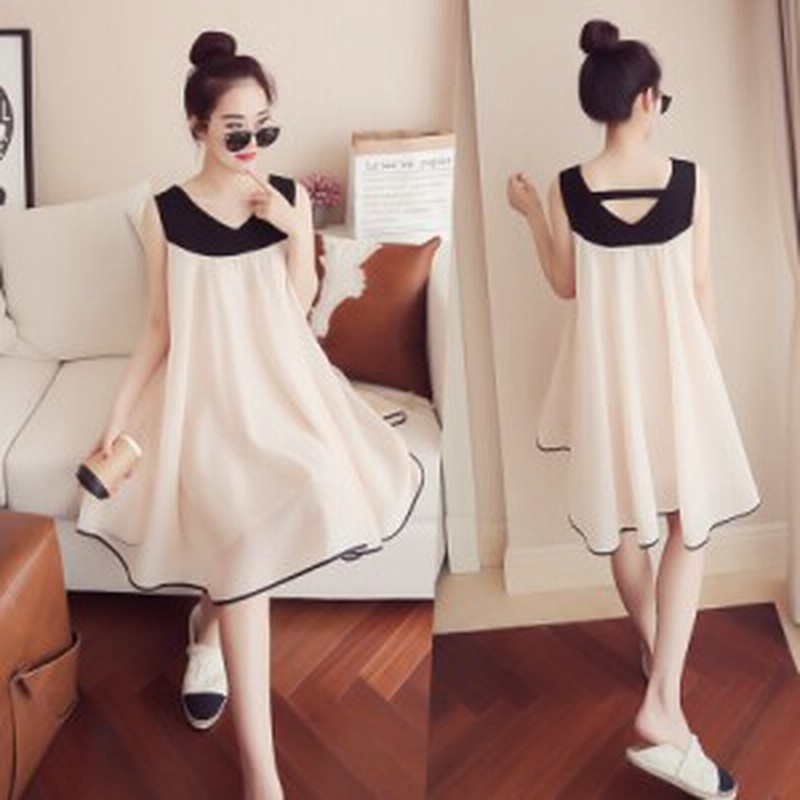 マタニティ ワンピース マタニティウェア ドレス 結婚式 ツートン Aライン シフォン ノースリーブ ハイウエスト 体型カバー フレア シー 通販 Lineポイント最大1 0 Get Lineショッピング