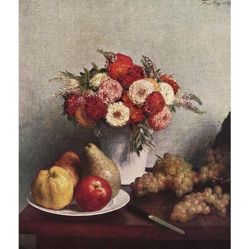 油絵 Henri Fantin-Latour_卓上の果物と花 MA1543 | healthlifeips.com