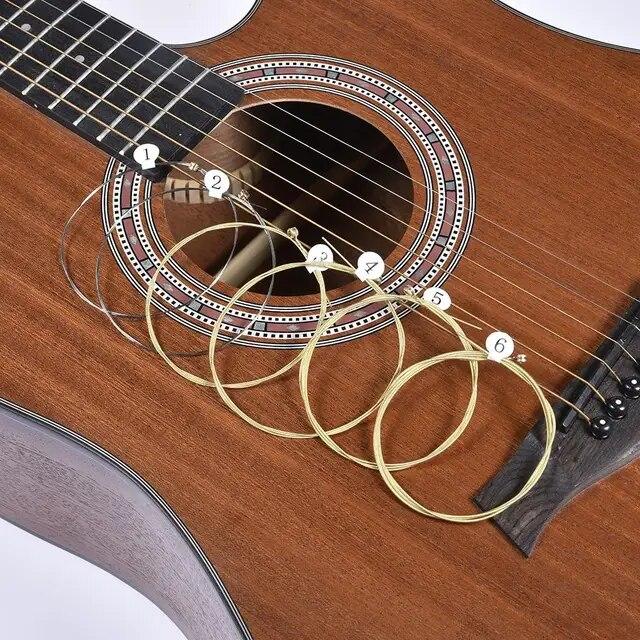 6ピース セットユニバーサルアコースティックギター弦真鍮六角鋼コア弦楽器ギター弦ギターパート