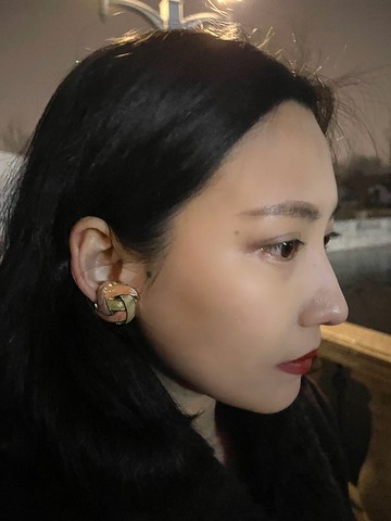 vintage 麻花琺琅彩耳夾